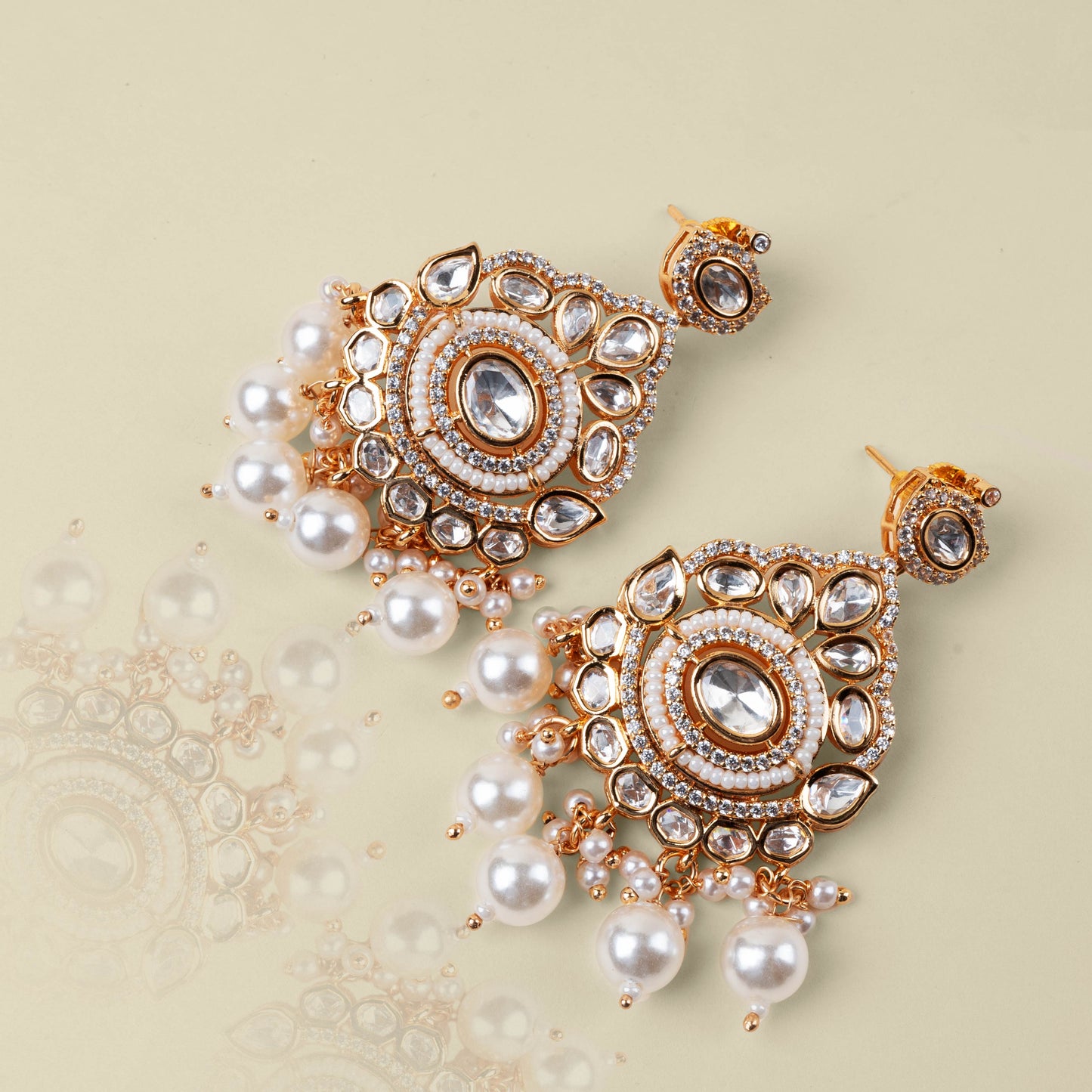 Pearl Tassel Kundan Earrings