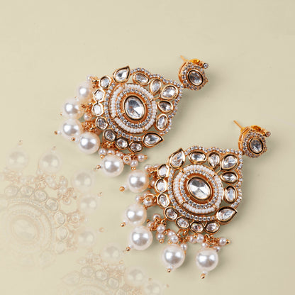 Pearl Tassel Kundan Earrings