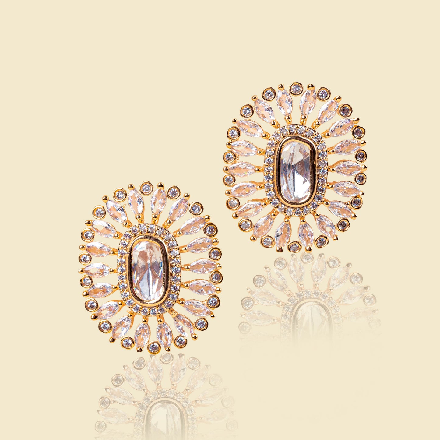 Sunburst Splendor American Diamond Studs