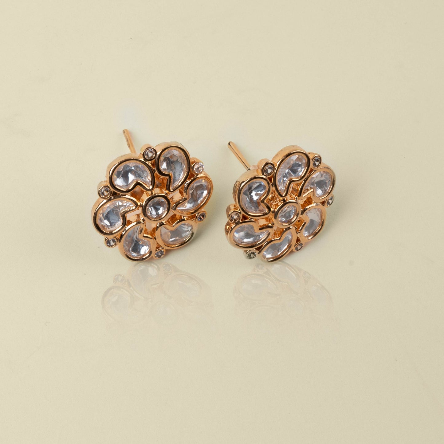 Crystal Lotus Blossom Kundan Studs