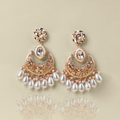 Pearl Tassel  Kundan chandbali