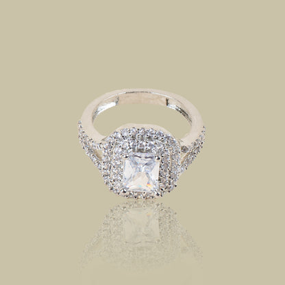 Square Solitaire American Diamond Ring