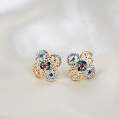 Minimalist American Diamond Floral Studs