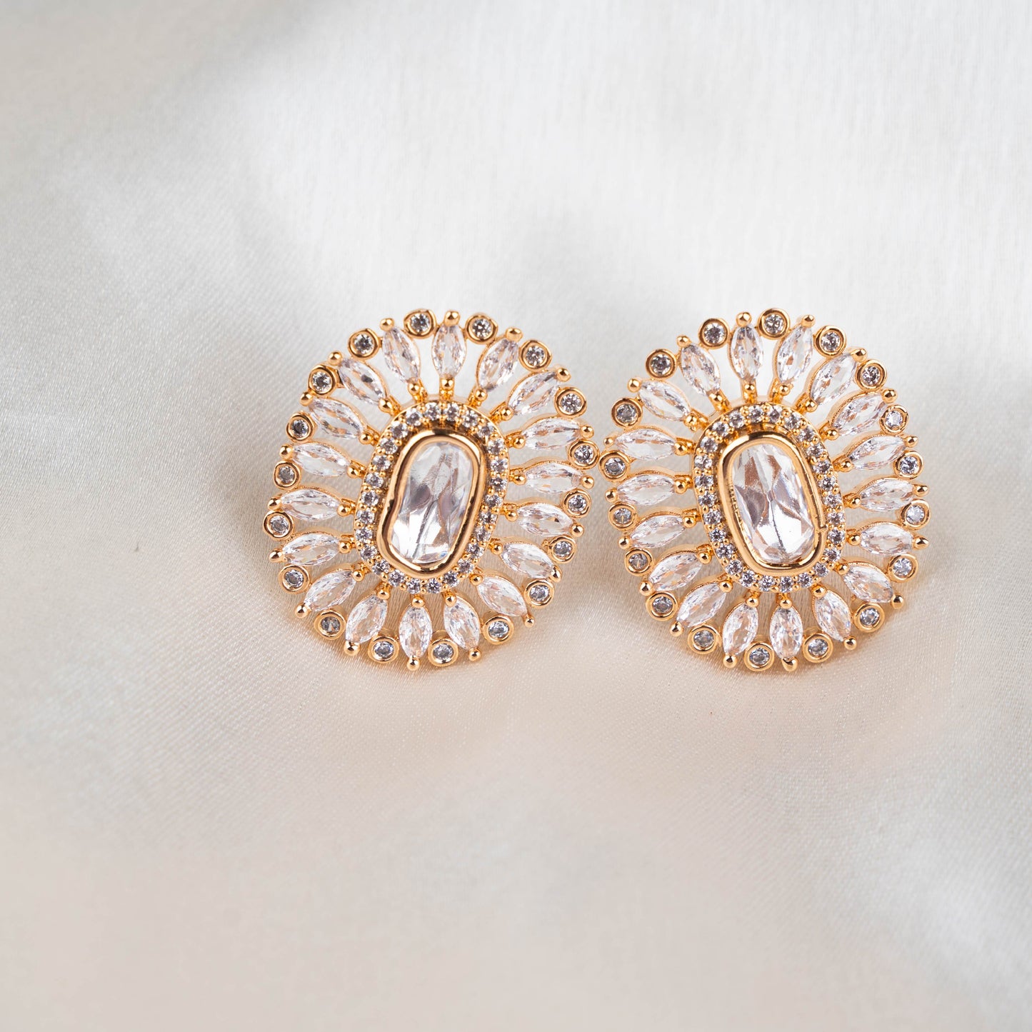 Sunburst Splendor American Diamond Studs