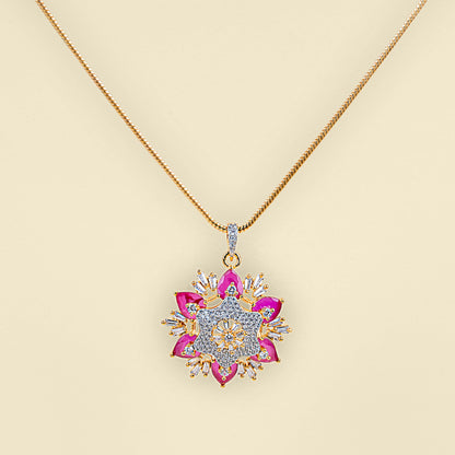 Majestic Bloom American Diamond Pendant Set