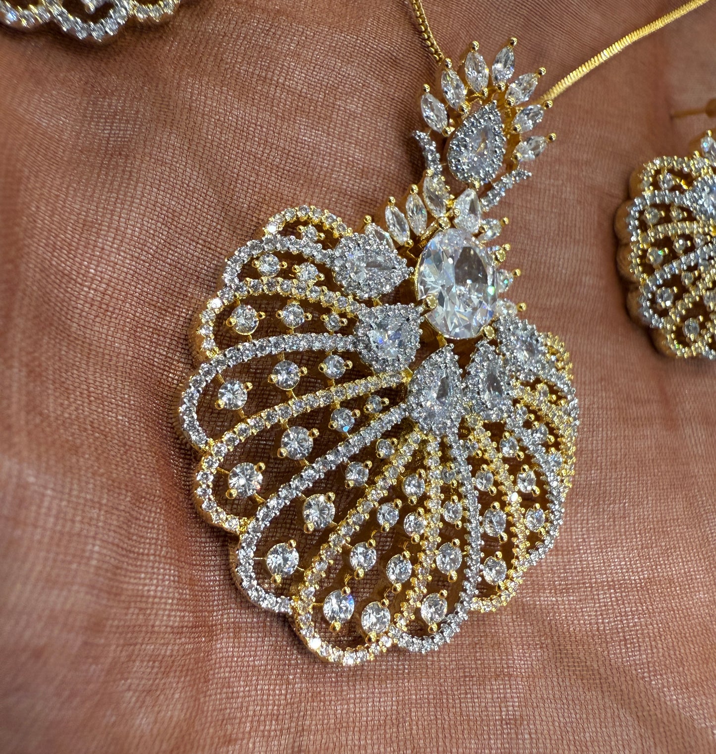 Royal Plumage American Diamond Pendant Set