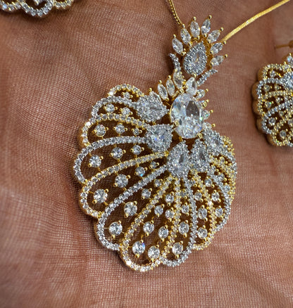 Royal Plumage American Diamond Pendant Set