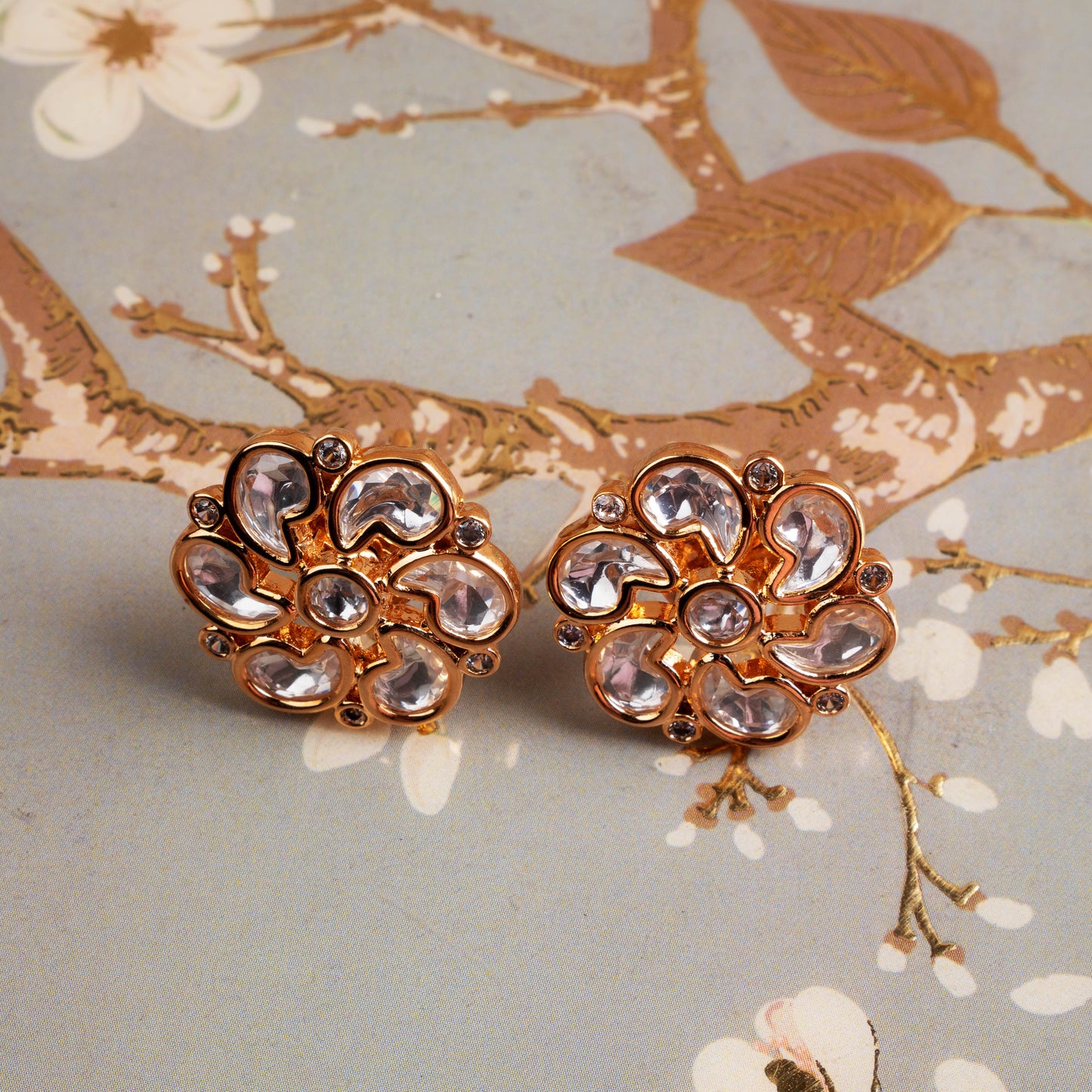 Crystal Lotus Blossom Kundan Studs