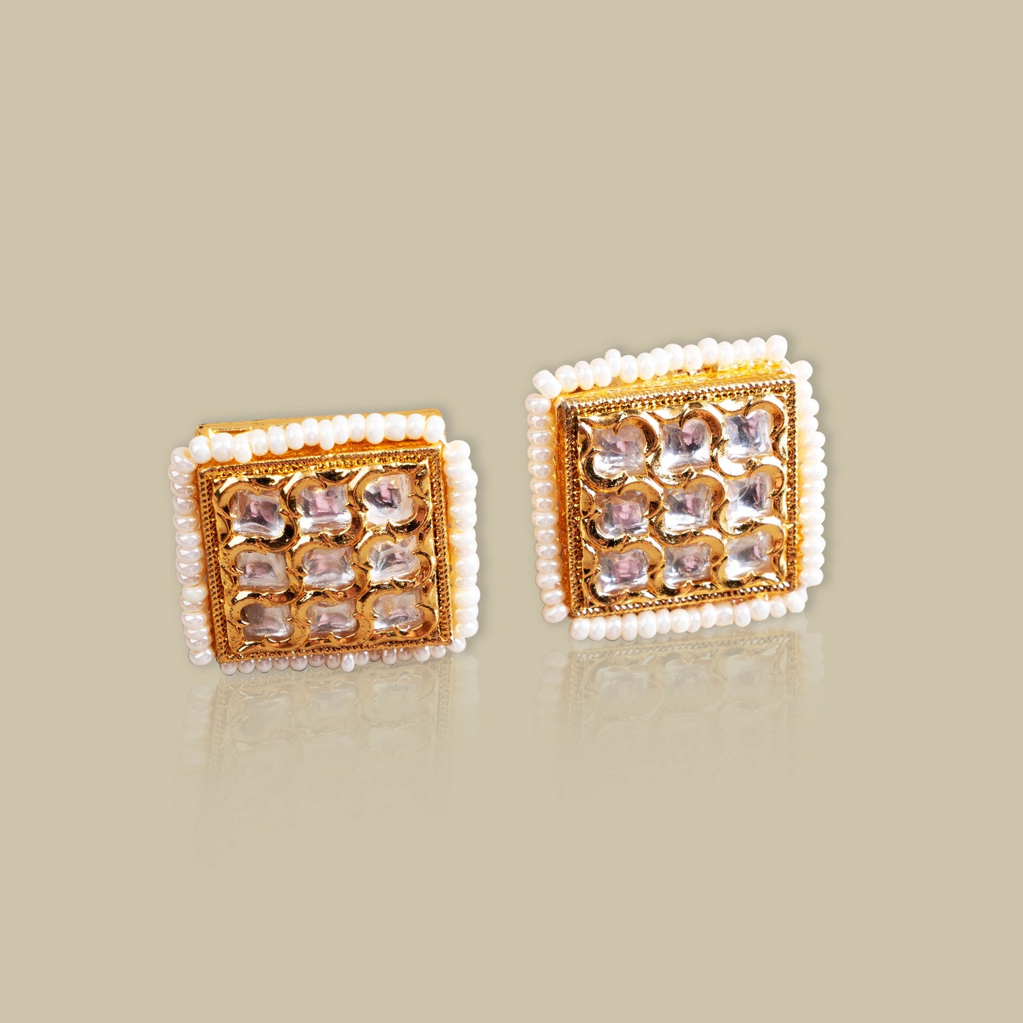 Pearl Edge Kundan Studs