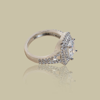 Square Solitaire American Diamond Ring