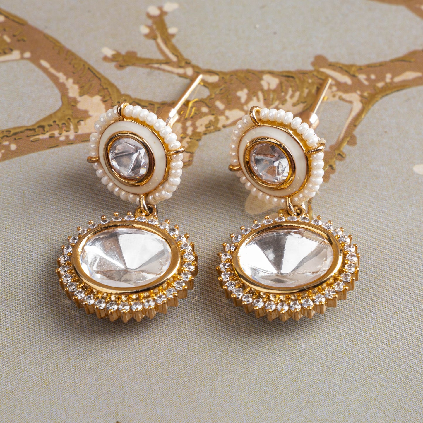 Opal Ember Kundan Earrings