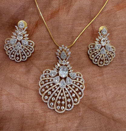 Royal Plumage American Diamond Pendant Set