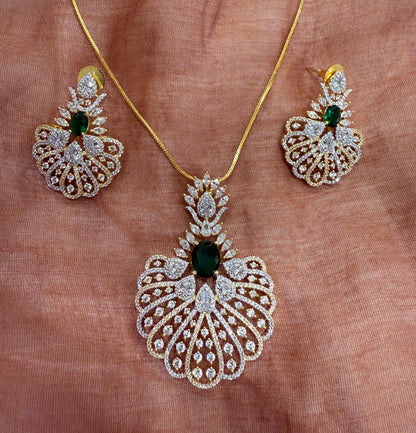 Royal Plumage American Diamond Pendant Set