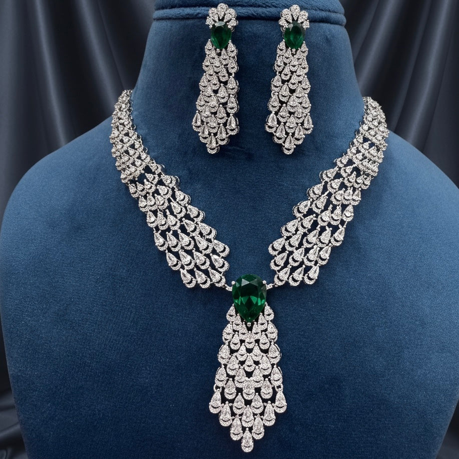 American Diamond Statement Necklace Set