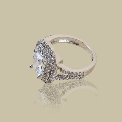 Square Solitaire American Diamond Ring