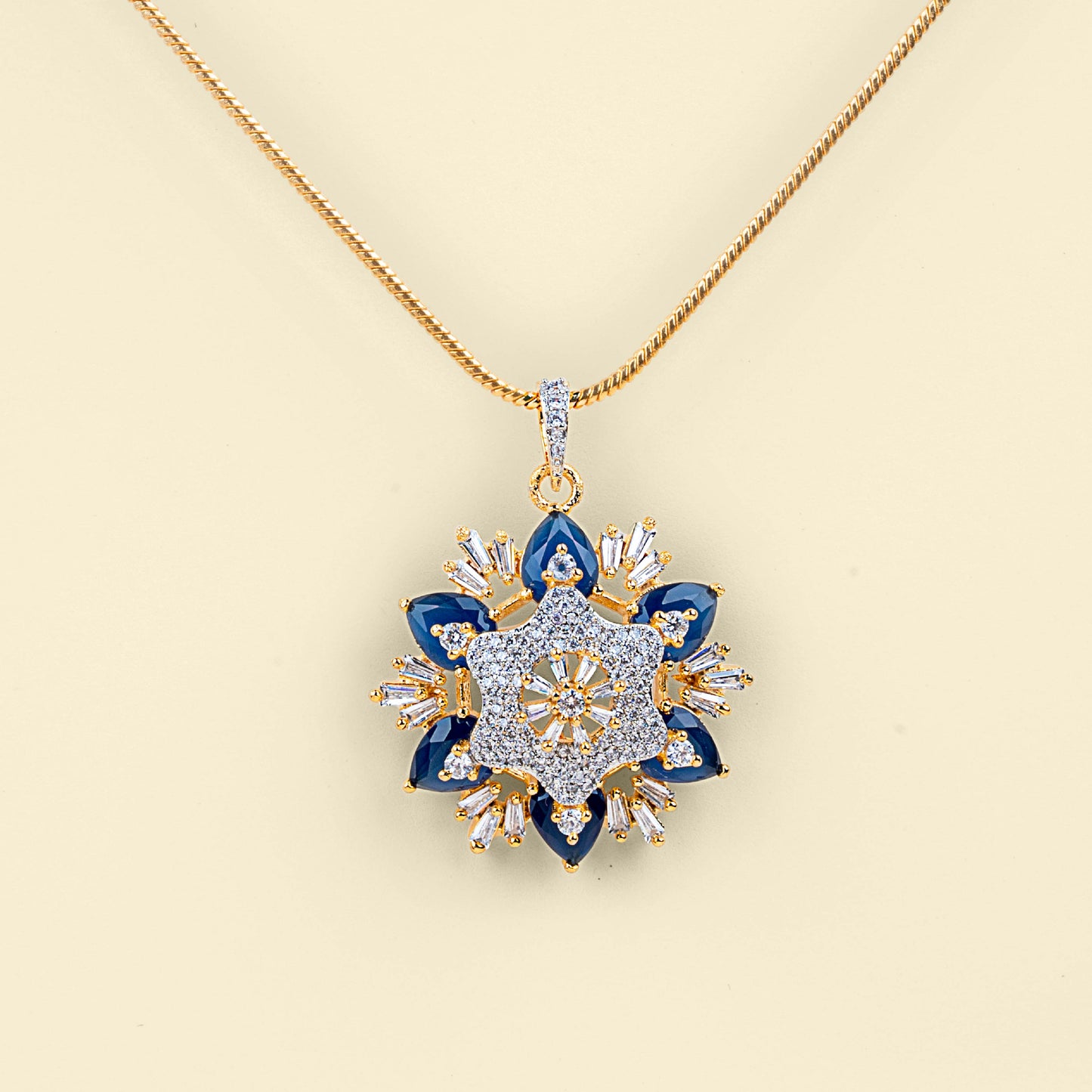 Majestic Bloom American Diamond Pendant Set