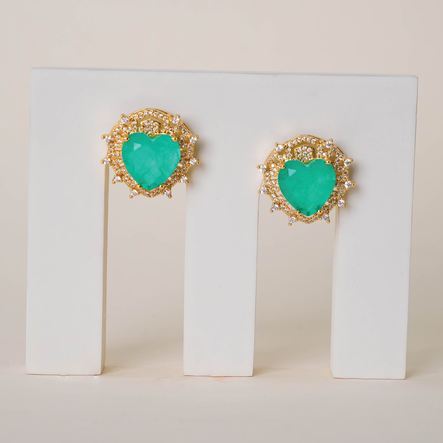 Doublet Halo Heart Studs