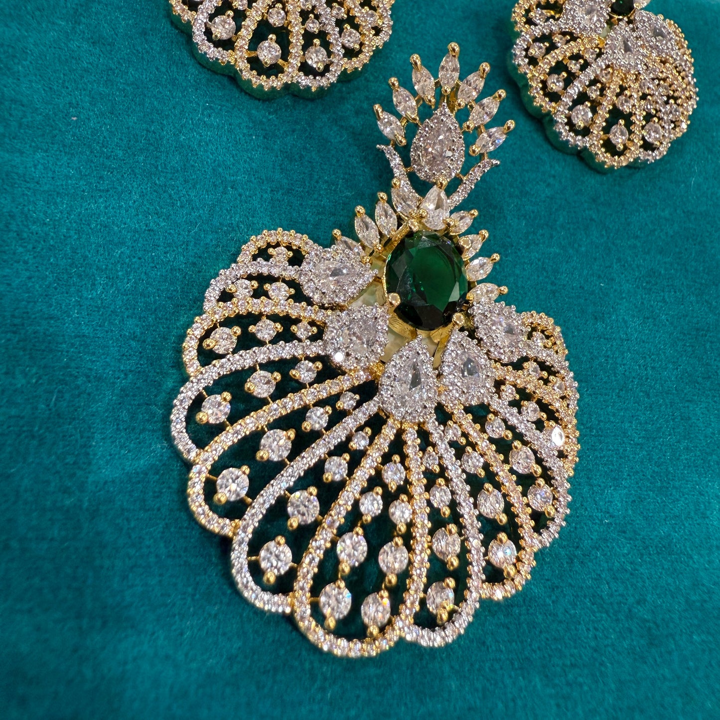 Royal Plumage American Diamond Pendant Set