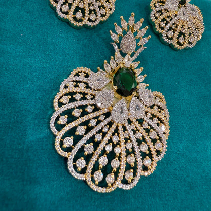 Royal Plumage American Diamond Pendant Set