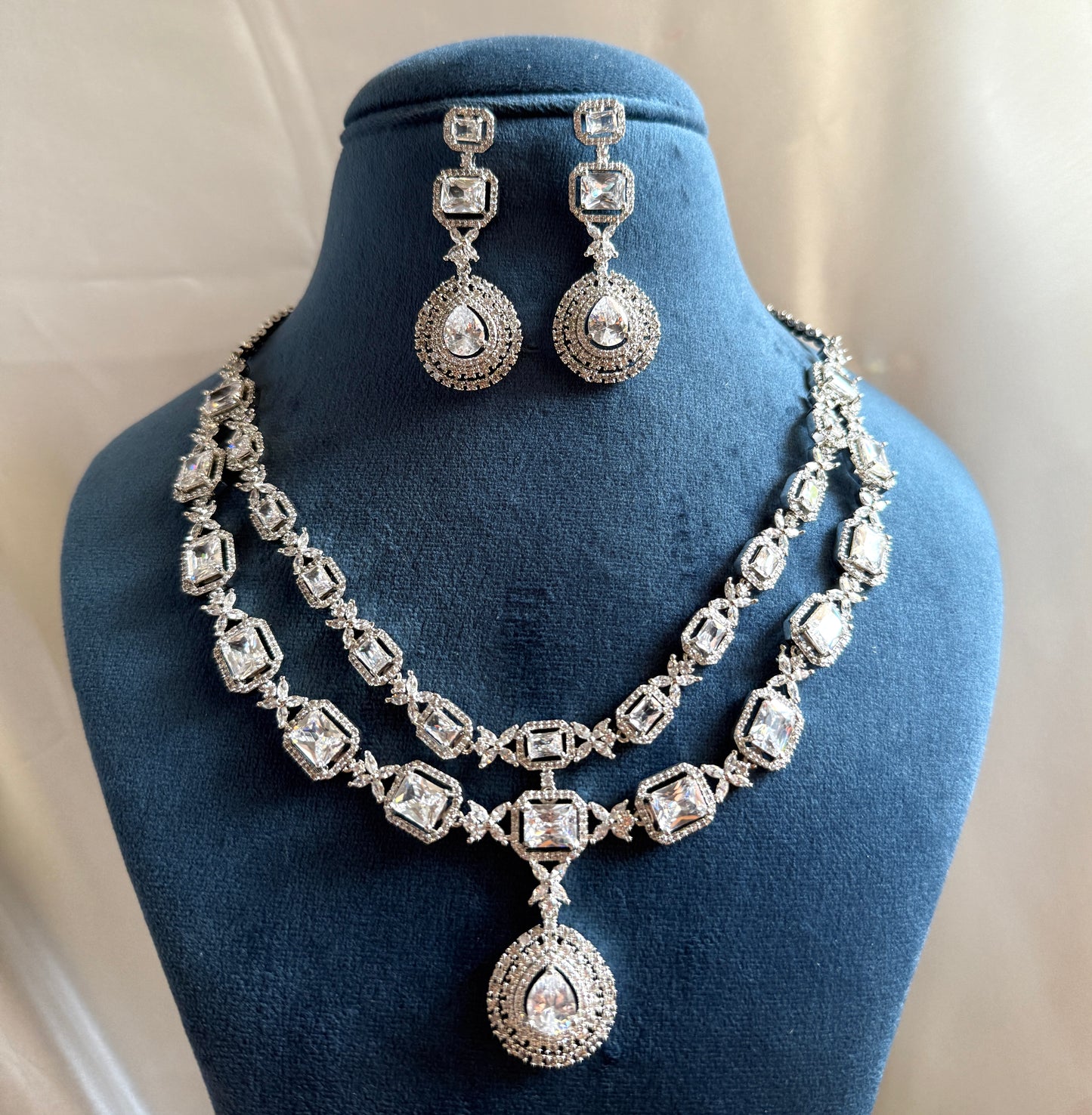 Dual Grace American Diamond Necklace