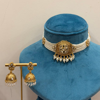 Pearl Lustre Kundan Choker Set