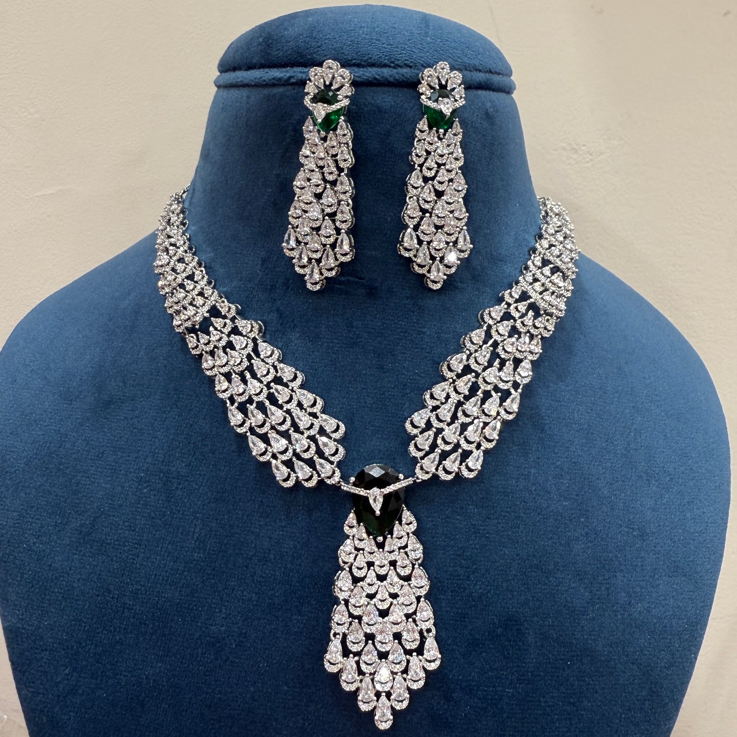 American Diamond Statement Necklace Set