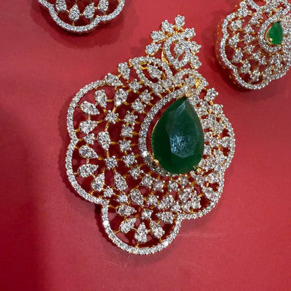 Floral Emerald Pendant Set