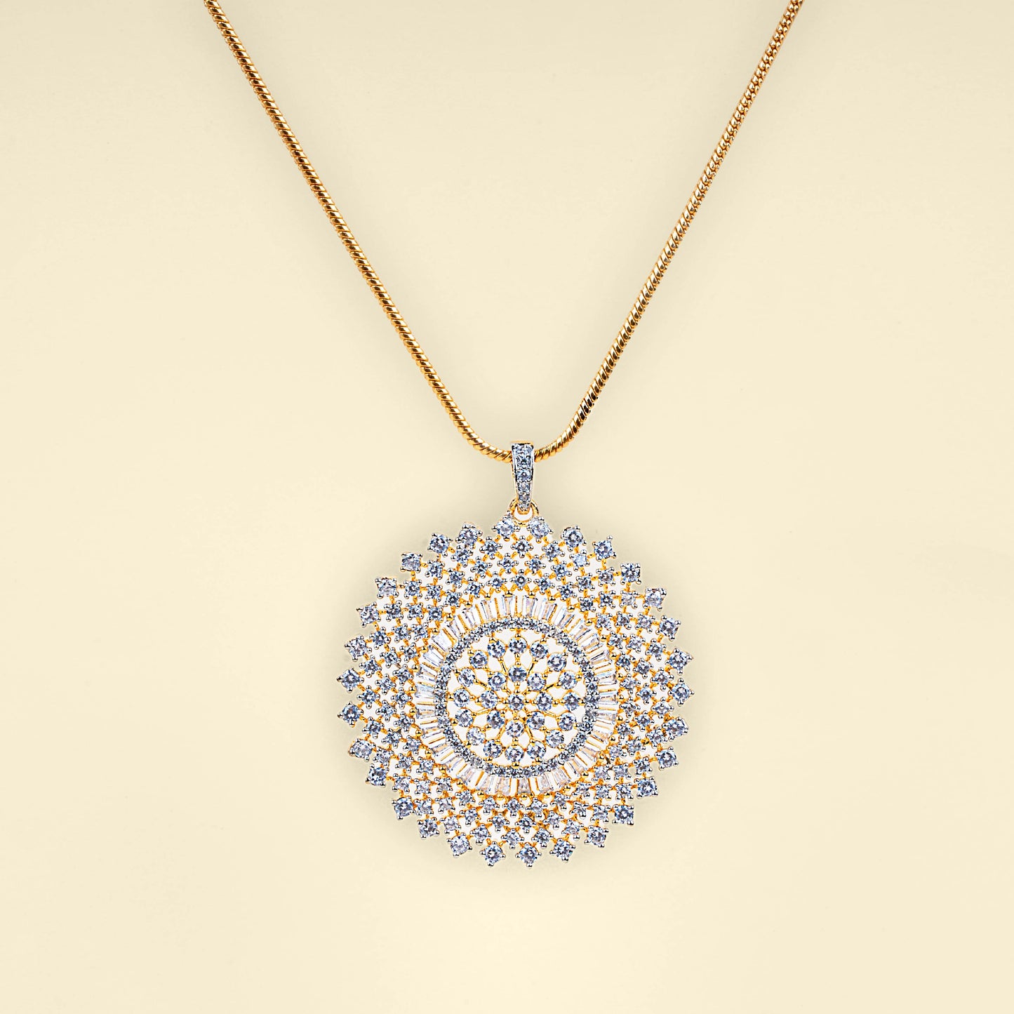 Floral Sphere American Diamond Pendant