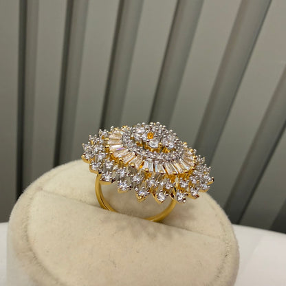 Floral Sphere American Diamond Pendant with Earrings, chain and Ring