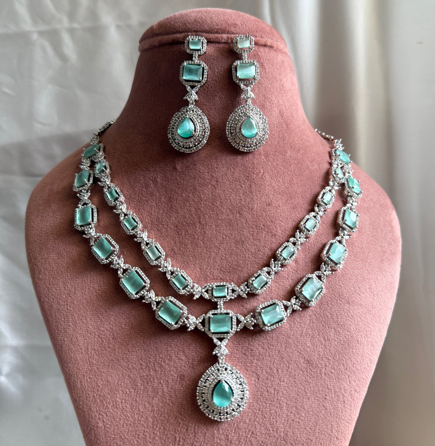 Dual Grace American Diamond Necklace