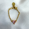 Pink Heart Chain Ring