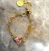 Pink Heart Chain Ring