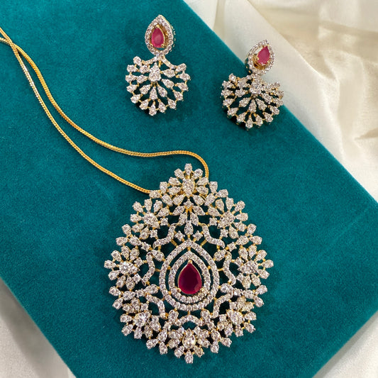 Aarohi Ruby Pendant Set