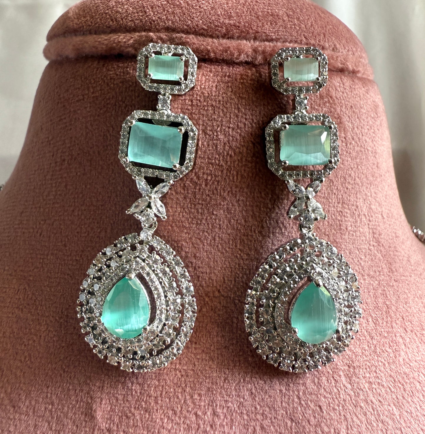 Dual Grace American Diamond Necklace