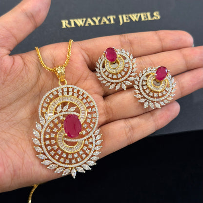 Ruby Swirl Pendant Set