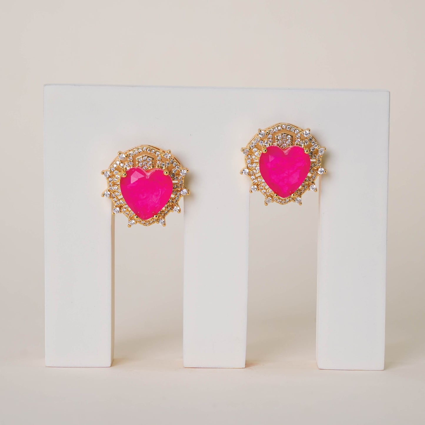 Doublet Halo Heart Studs