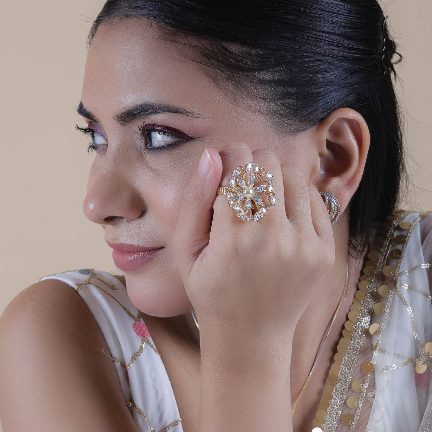 Floral Snowflake Cocktail Ring