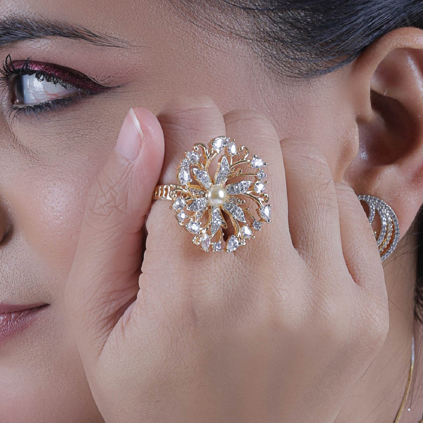 Floral Snowflake Cocktail Ring