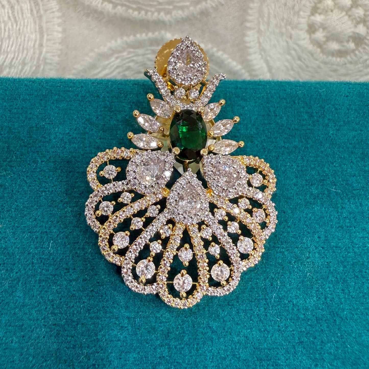 Royal Plumage American Diamond Pendant Set