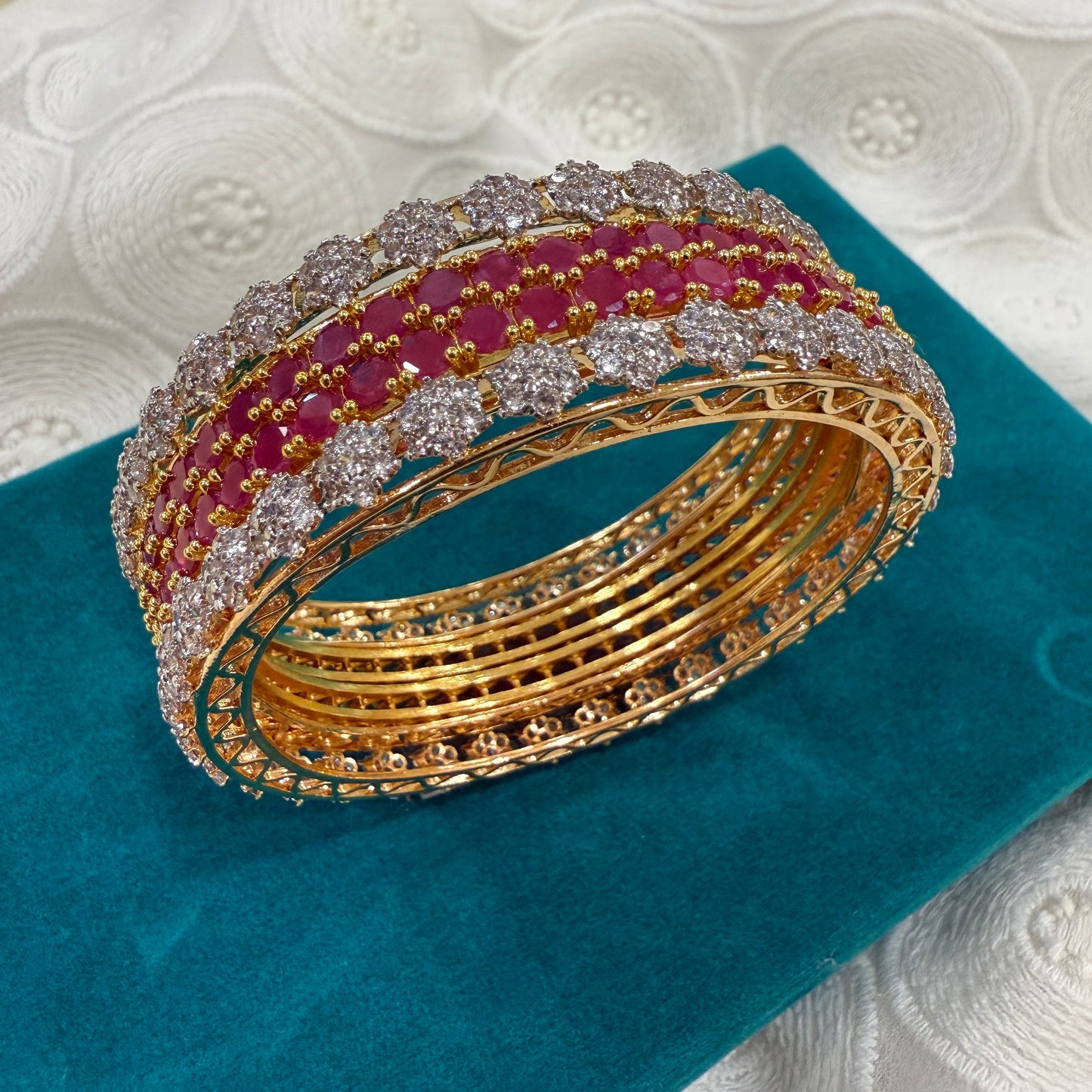 Ruby Solitaire Bangle Set