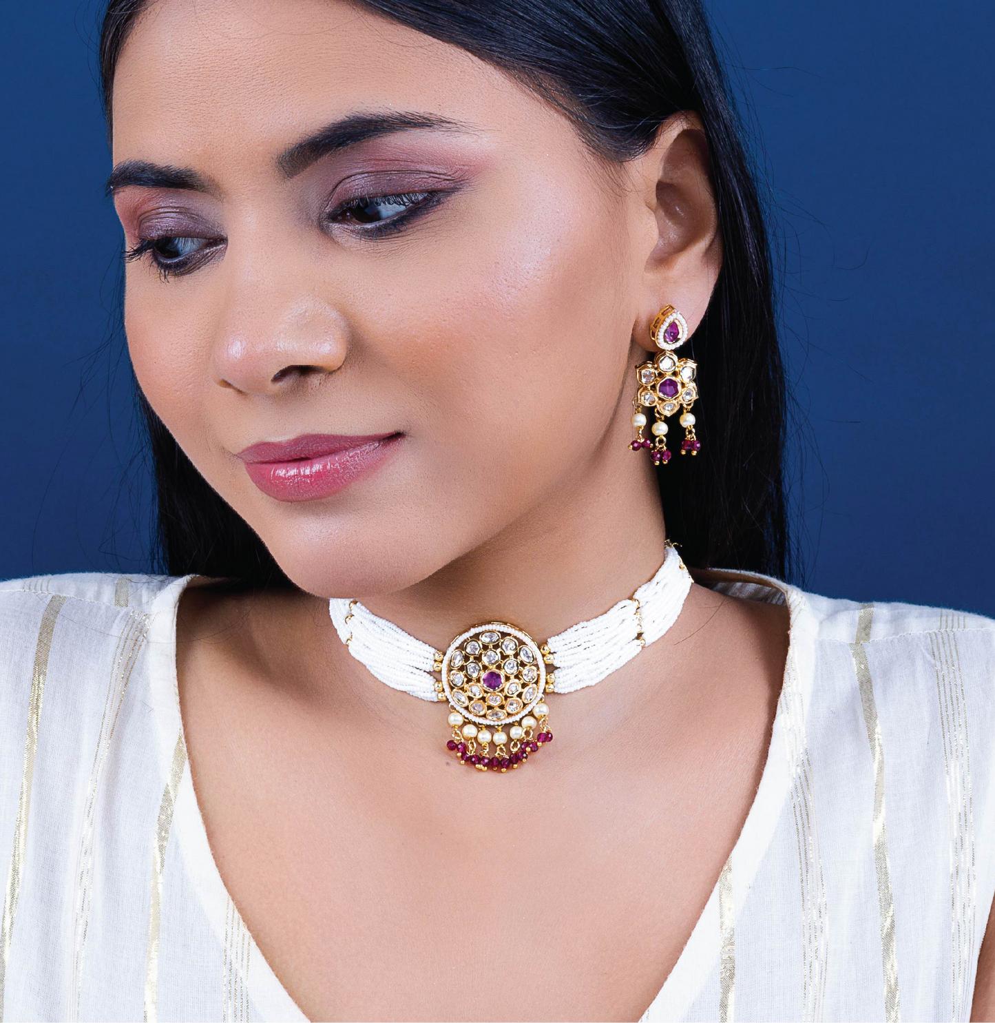 Royal Fuchsia Kundan Choker