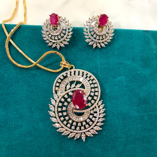 Ruby Swirl Pendant setu