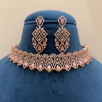 Roseate Aura American Diamond Necklace