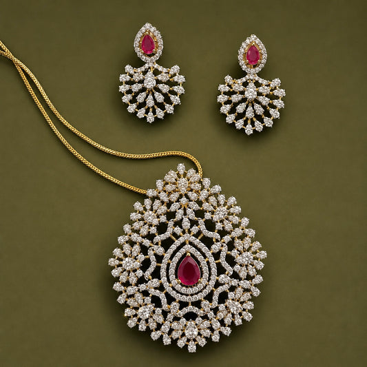 Aarohi Ruby Pendant Set