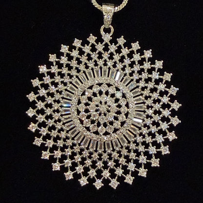 Floral Sphere American Diamond Pendant Set