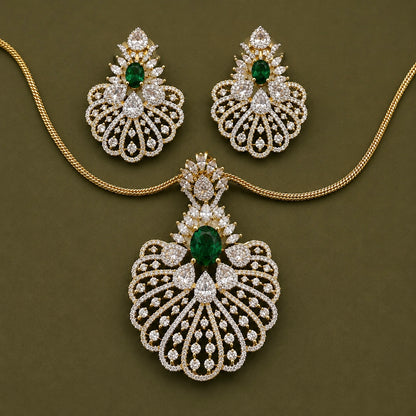 Royal Plumage American Diamond Pendant Set