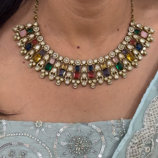 Navratan Necklace Set