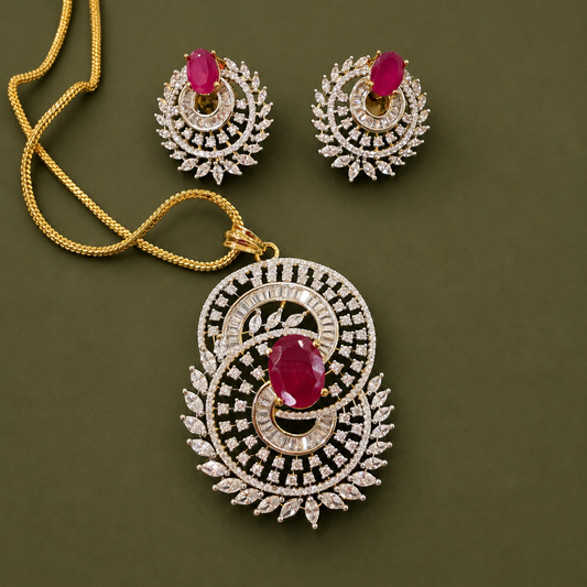 Ruby Swirl Pendant Set