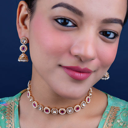 Ruby Bead Kundan Necklace