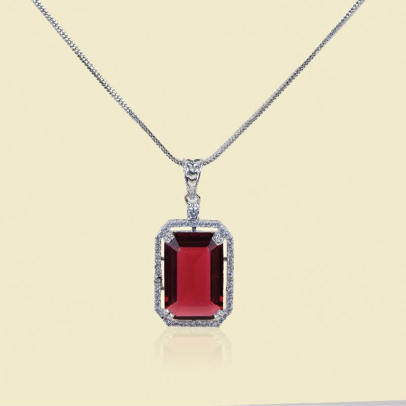 Mono-gem American Diamond Pendant Set